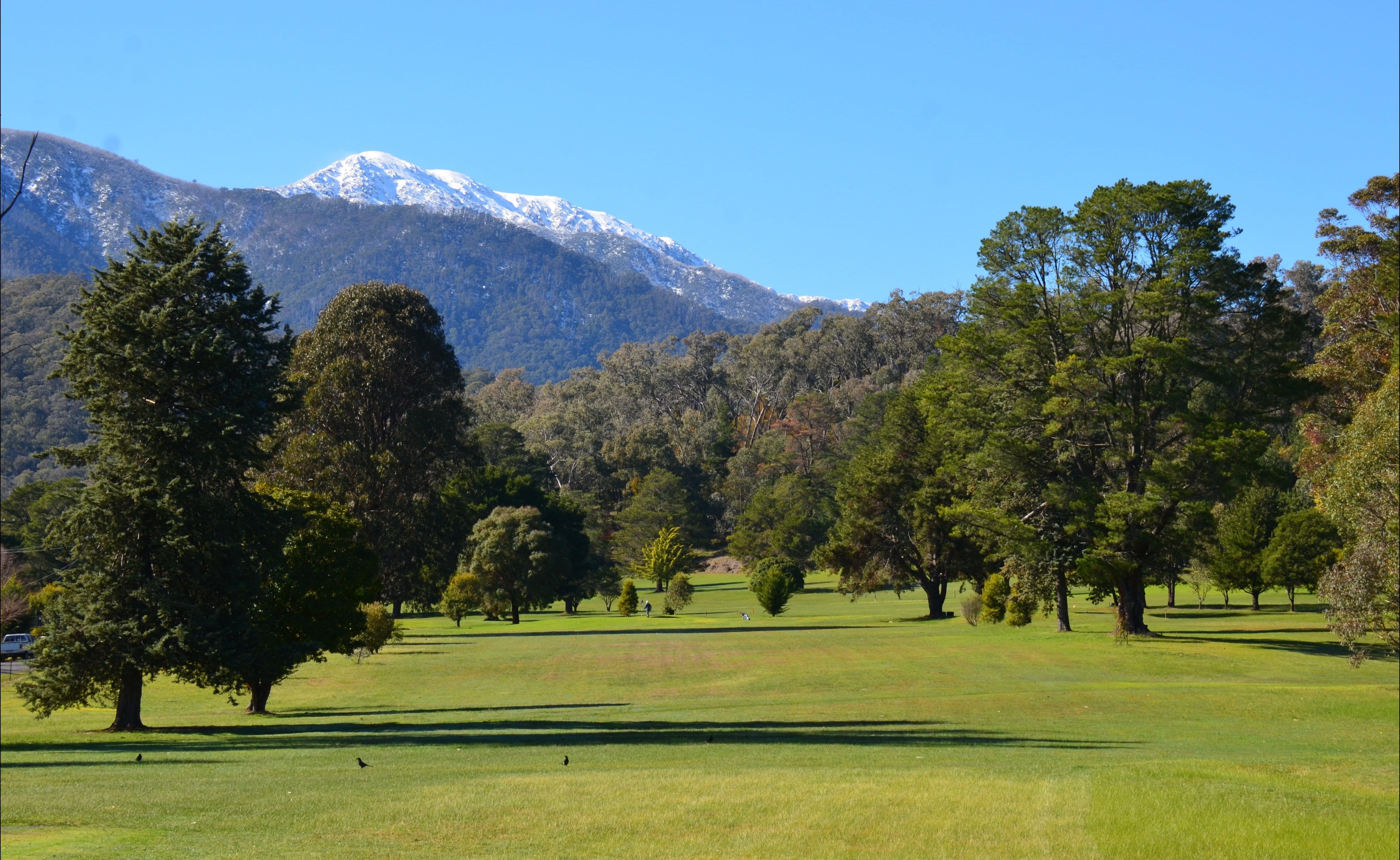 Mount Beauty Golf Club 2nd Hole with magnificent views of West Peak