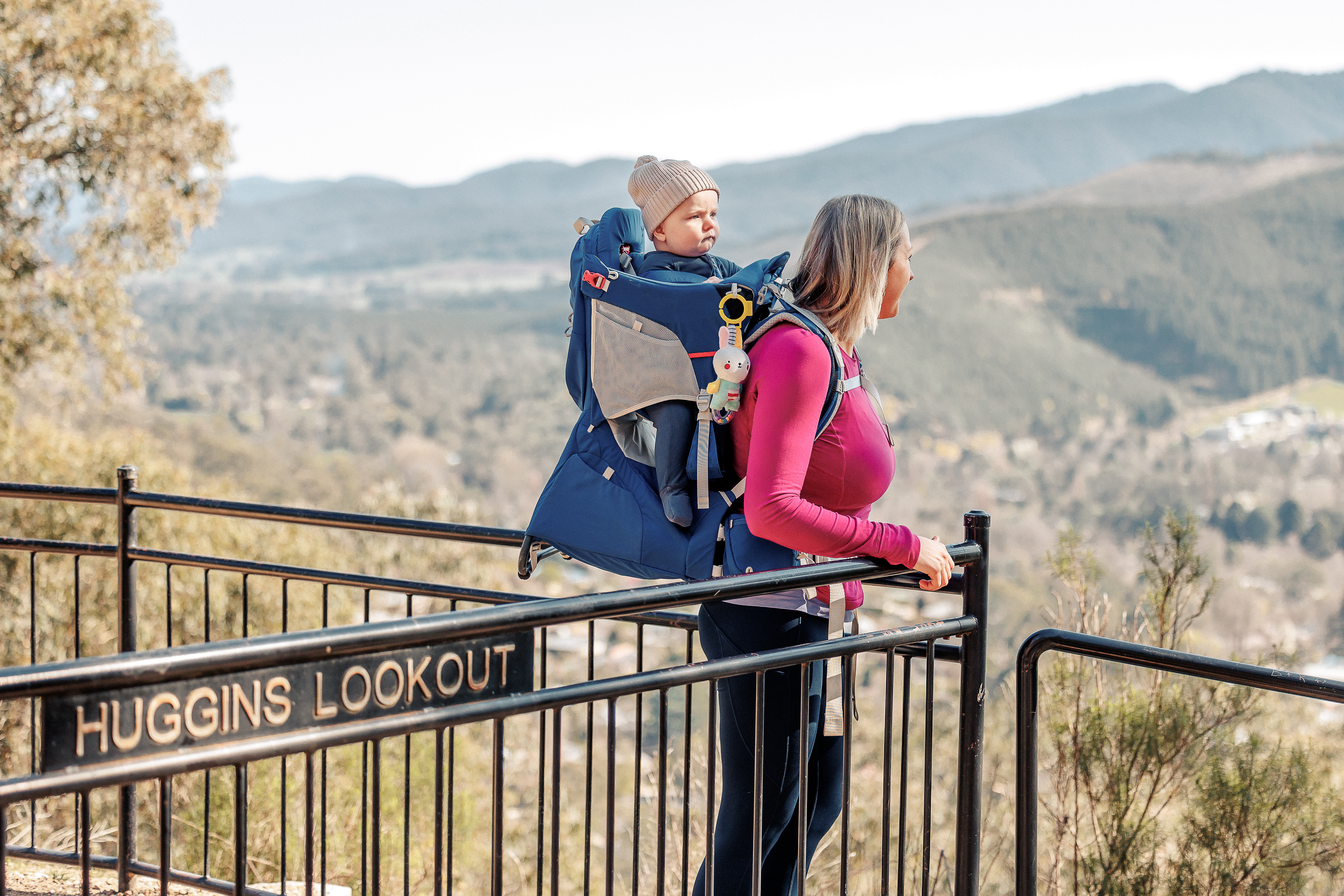 Mother and baby enjoy the views from Huggins Lookout