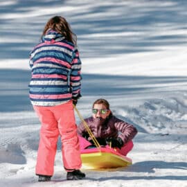 tobogganing at Dinner Plain
