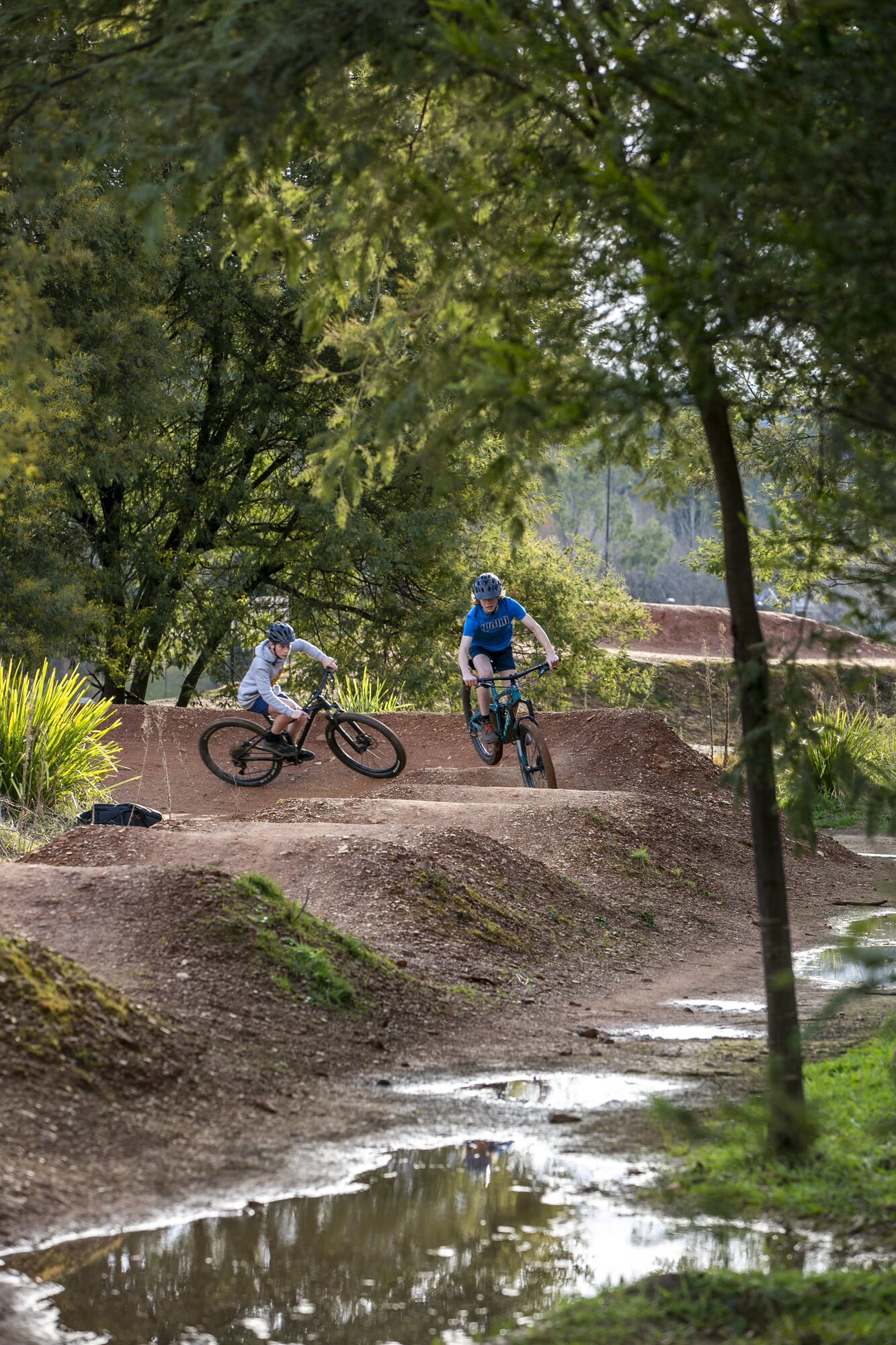 Teenages riding the Bright Pump Track