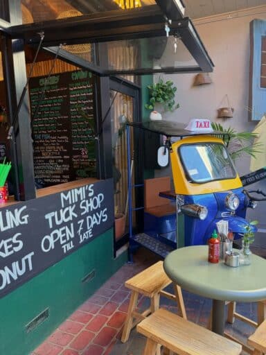 The entry to Mimi's Asian Tuckshop in Bright 