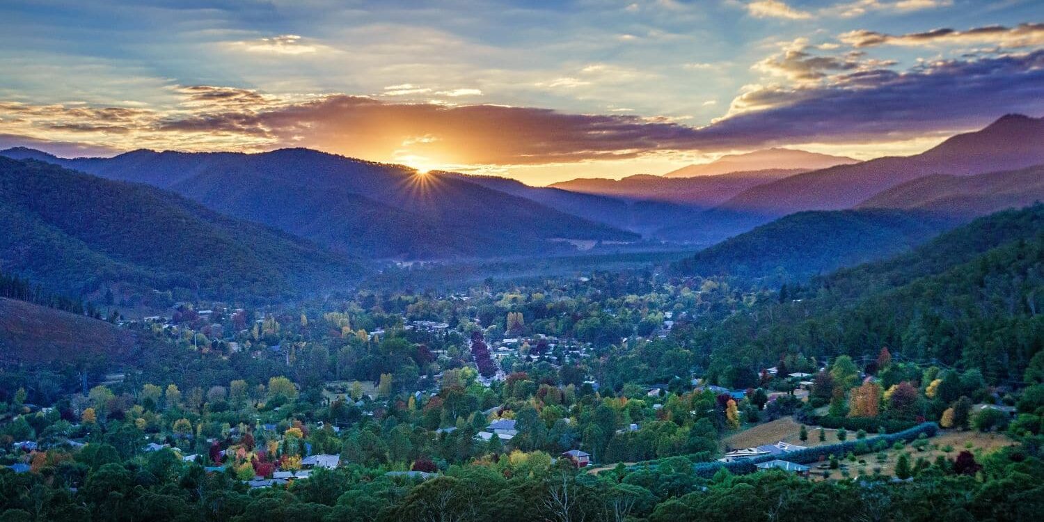 Sunrise over Bright, Victoria