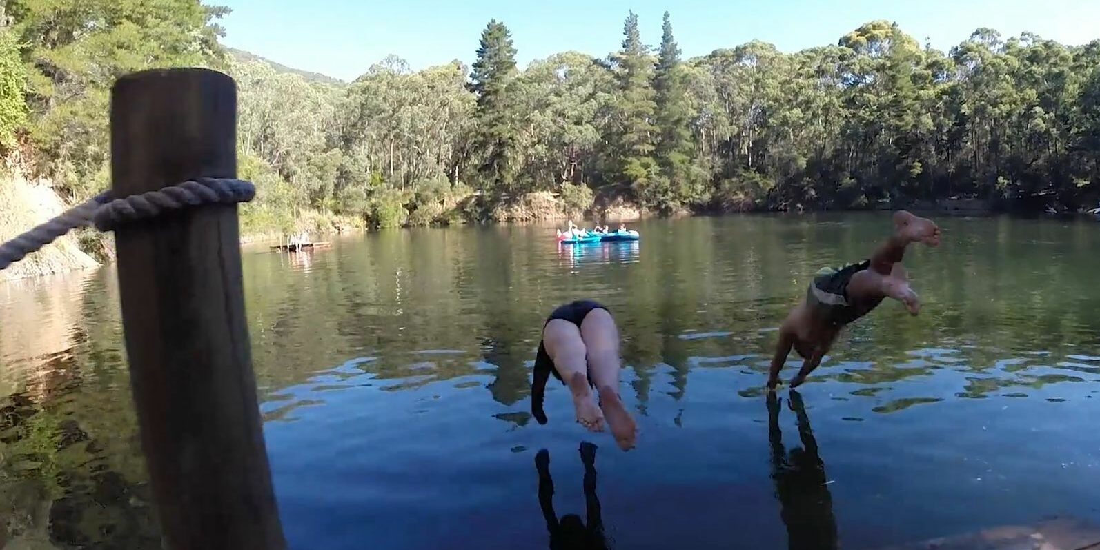 Swimming at the Harrietville Dredge Hole