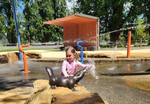 Child playing at Myrtleford splash park